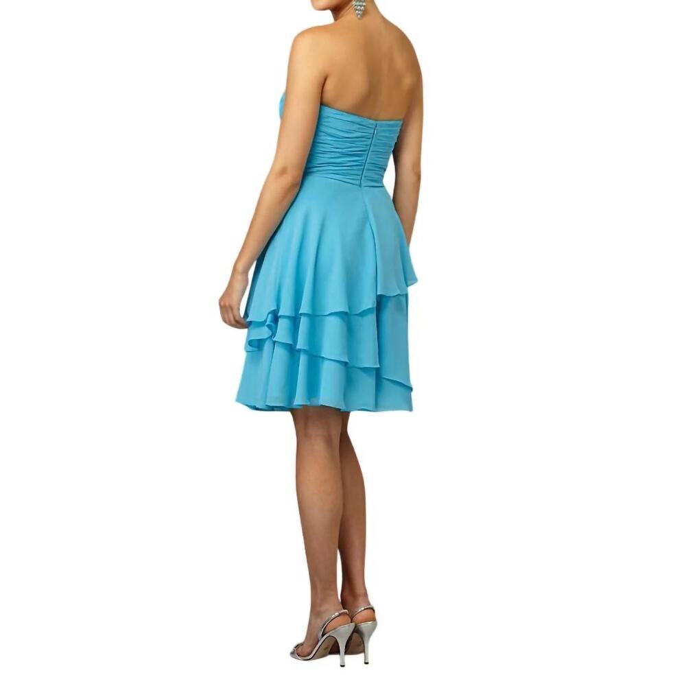 Morilee by Madeline Gardner Bridesmaids Dress Chiffon Tiered Blue Size 12 - Picture 4 of 11